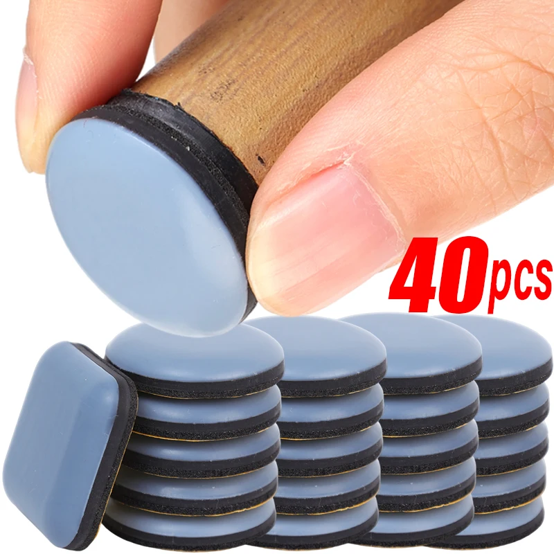 40/4PCS Furniture Leg Sliding Pads Anti Scratch Silent Blue Self Adhesive Mat Easy Move Furniture Anti-abrasion Slider Glides