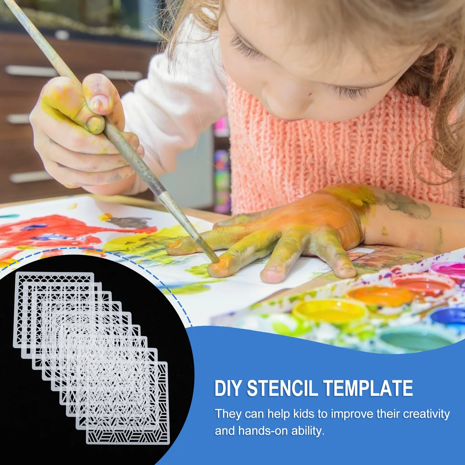 9Pcs Plastic Stencils Safe for Kids Versatile Paint Drawing DIY Craft Projects Painting Drawing Stencils DIY Stencil Template