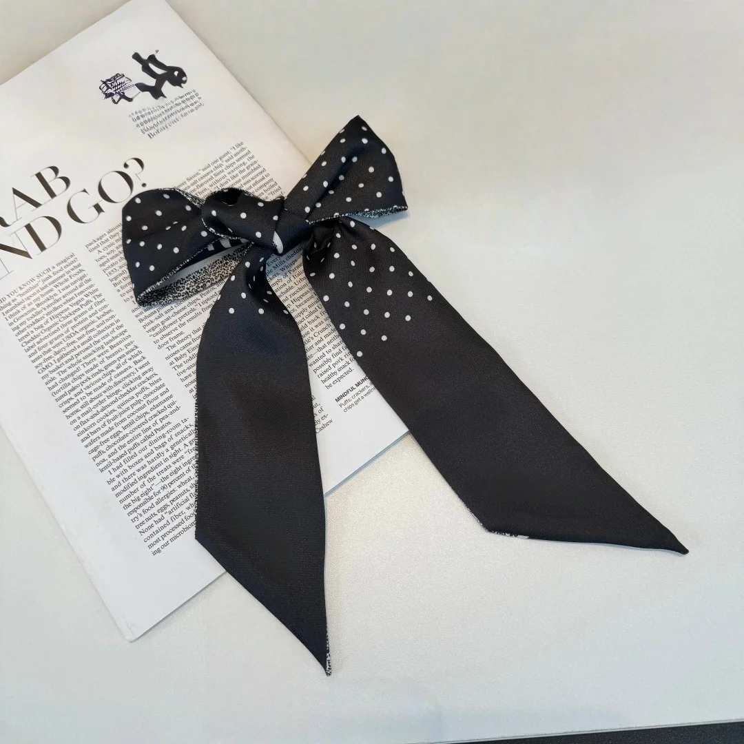 

New Summer Women's Narrow Silk Scarf Fashionable and Versatile Polka Dot Small Silk Scarf Flowing Scarf Silk Hair Tie Gift
