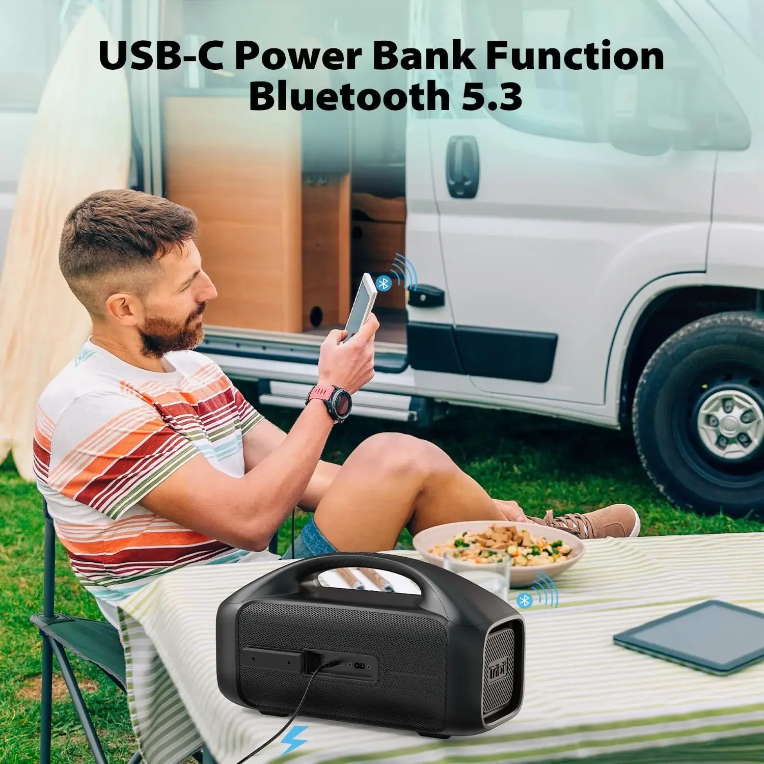 Altoparlante portatile Tribit StormBox Blast: suono Stereo forte da 90W con XBass, altoparlante Bluetooth impermeabile IPX7 con