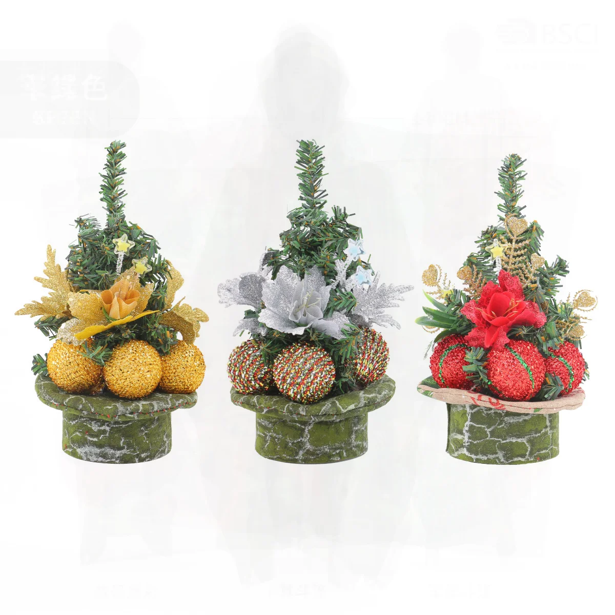 

Mini Christmas Ball Pine Needle Ornaments Small Tree Decorations Red/Gold/Silver Models 22cm Desktop Simulation Gift
