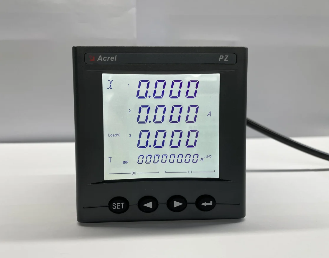 Acrel smart DC panel power meter PZ72L-DE/VC with LCD display and RS485 Modbus, 0-1000VDC, with ± 12V hall sensor power supply