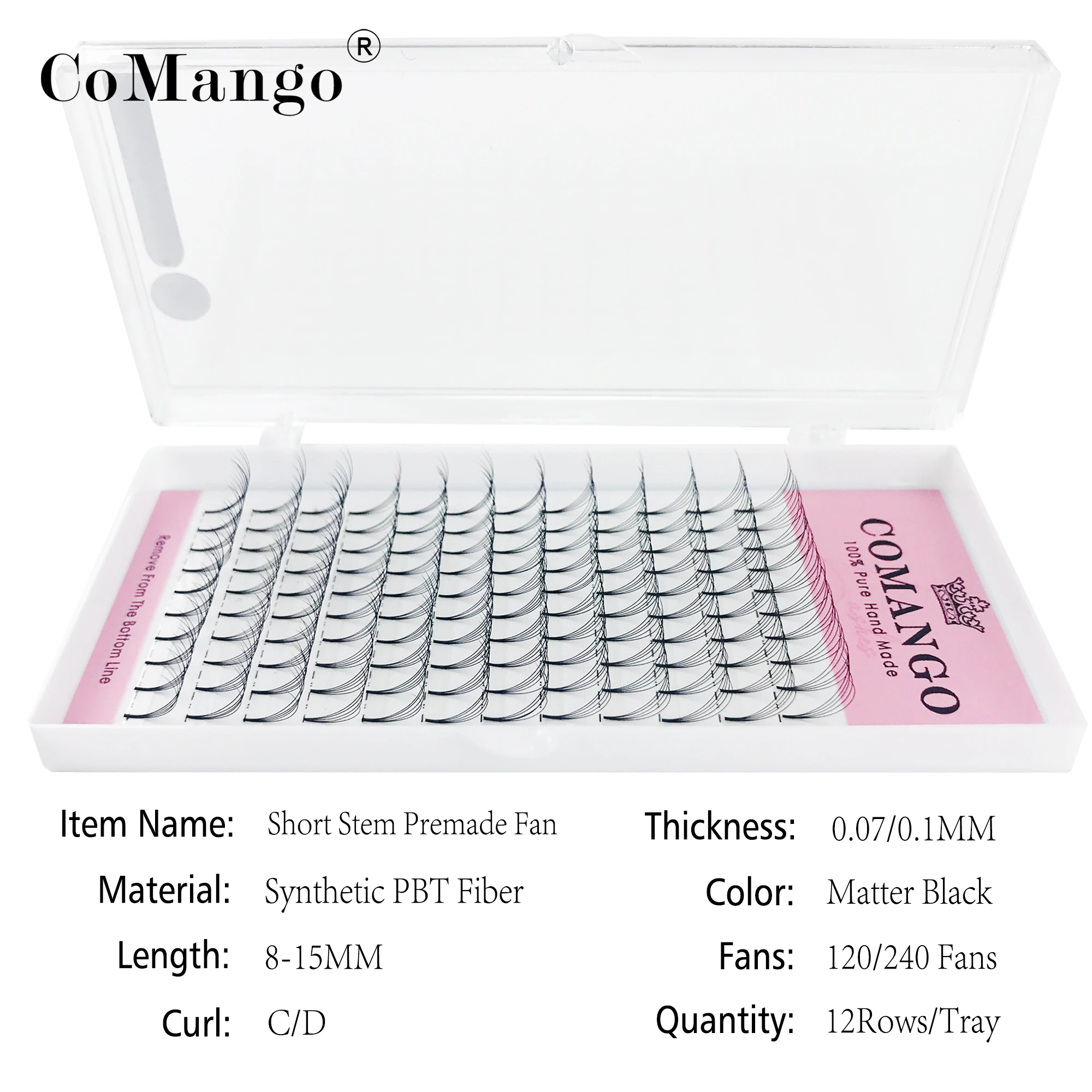 CoMango Volume Premade 3D/4D/5D/6D/10D Eyelashes Short Stem Pre Made Fans Silk Soft Lash Extension False Mink Individual Lashes