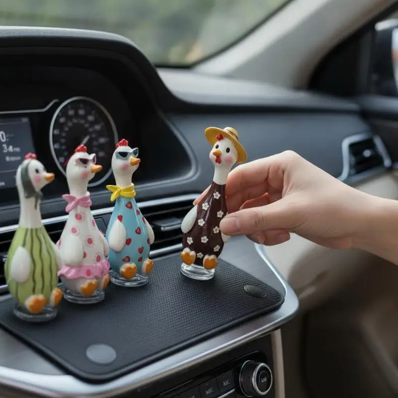 Ugly Cute Goose Ornament Funny Dressed Figurine Durable Resin Car Dashboard Decor for Autumn Travel Home Gift