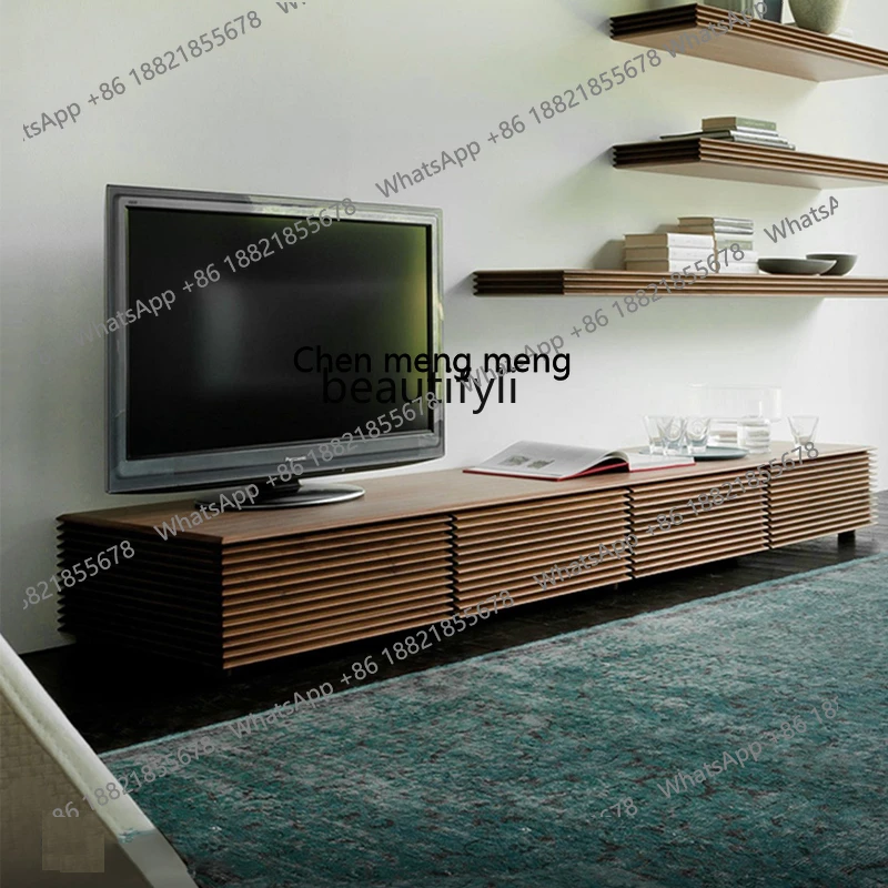 North America Black Walnut Wooden TV Cabinet Simple Solid Wood Drawer Living Room Audiovisual Cabinet Oak Creative Flip Cabinet