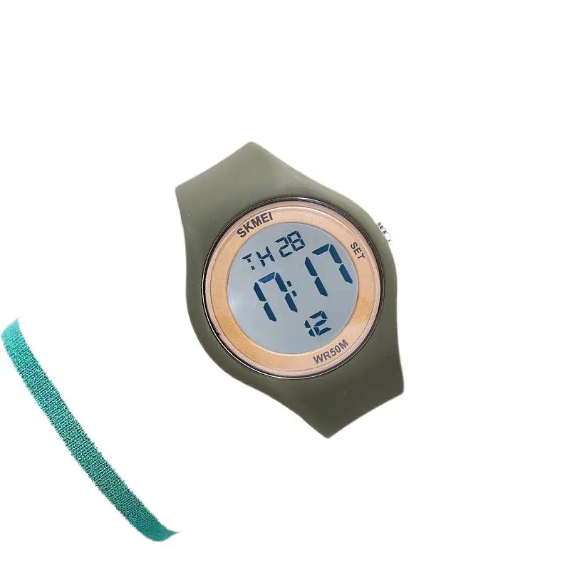 ساعة Skmei Simple Fashion Sports المقاومة للماء للطلاب، هيكل من السيليكون المتكامل، ساعة إلكترونية كاجوال متعددة الوظائف
