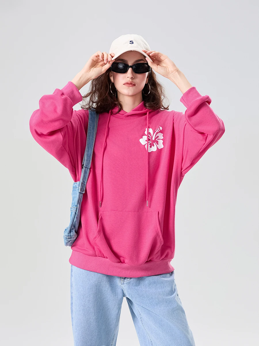 wsevypo Fashion Oversized Hoodies for Women Autumn Fashion Floral Letters Print Long Sleeve Hooded Sweatshirts for Streetwear