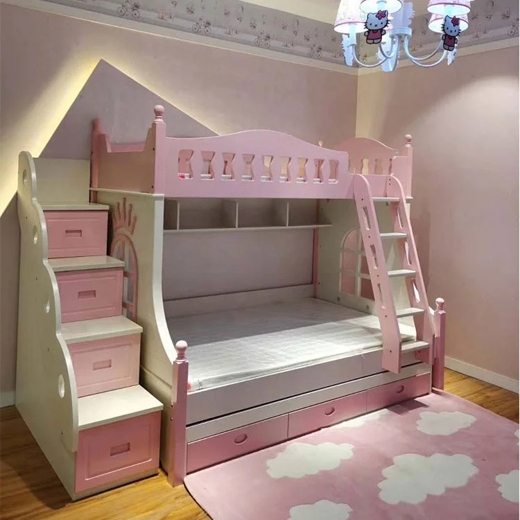 High Quality Kids Solid Wood Bunk Beds Children Double Bed Furniture Set