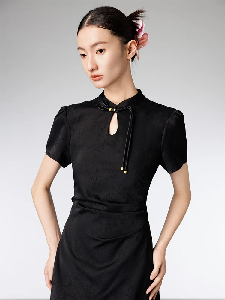 

New Chinese Sle Qipao Dr Waterdrop Collar Waist Cinched Bla Young Girl Summer Faionable Ele Wedding Par Dr