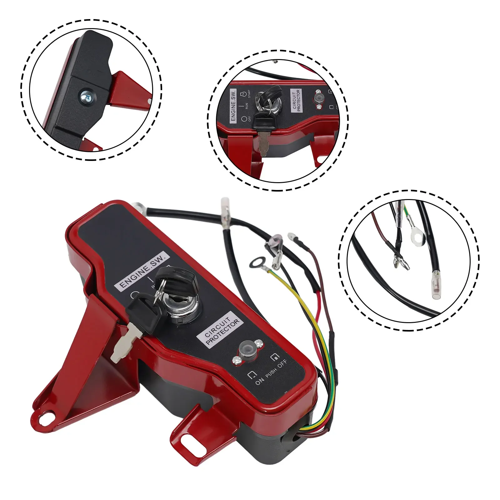 Engines Generator Pump Ignition Switch 168F/170F 188F/190F 20.5 X 7 Cm/8.07 \"x 2.76\" Iron Red+black Brand New
