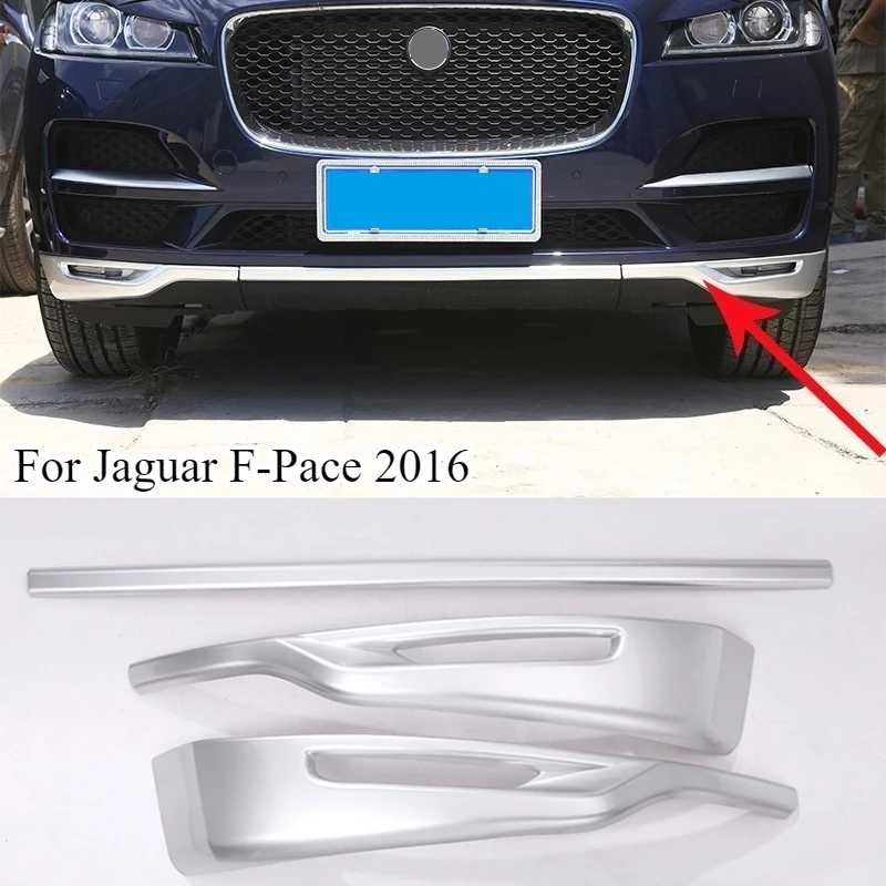 Car styling Car Front Grill Bumper ABS Chrome Cover Trim For Jaguar F-Pace F Pace Prestige Premium 2016 2017 2018 Set of 3pcs