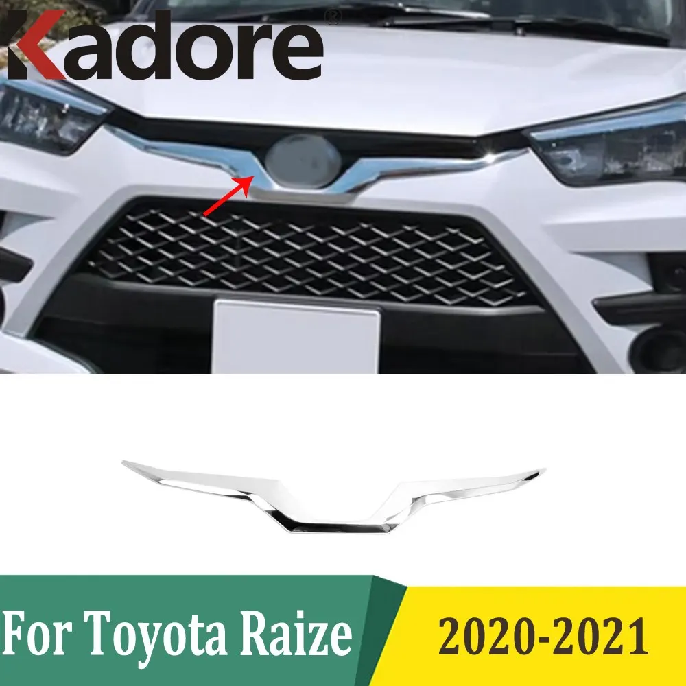 For Toyota Raize 2020 2021 ABS Chrome Front Engine Upper Grille Racing Grill Molding Strip Trim Exterior Accessories