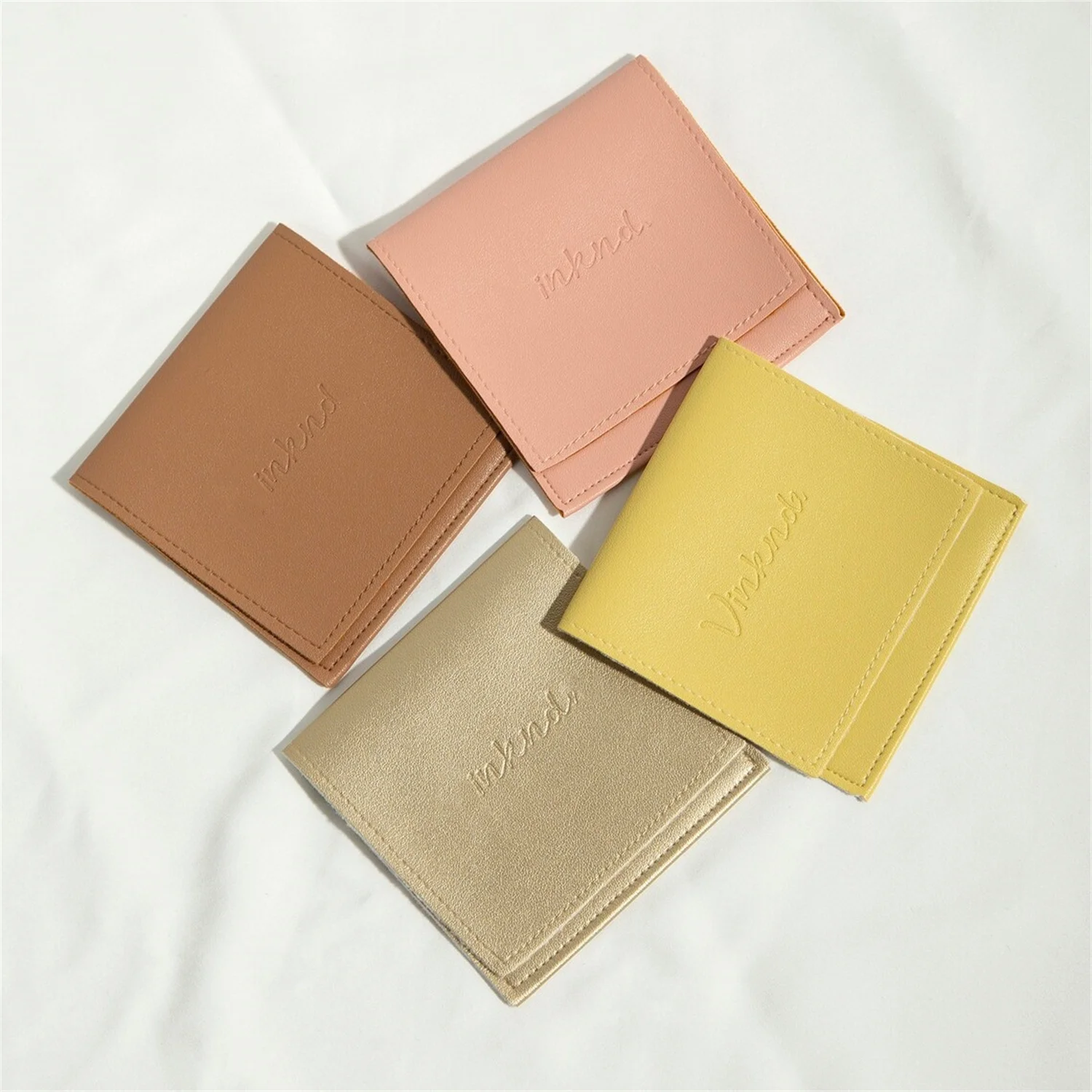 

8x8cm Faux Leather jewelry Bags Personalized Embossed Logo Print Jewelry Bags Custom Jewelry Bags Pouch ring Pouches wholesale