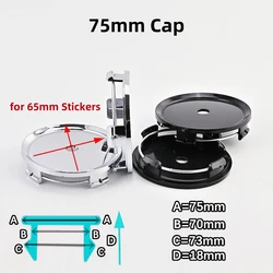 4pcs ABS 75mm Universal Car Wheel Center Caps Fit For 65mm Emblem Badge Logo Stickers Rim Hubcaps Cover Styling Auto Accessories