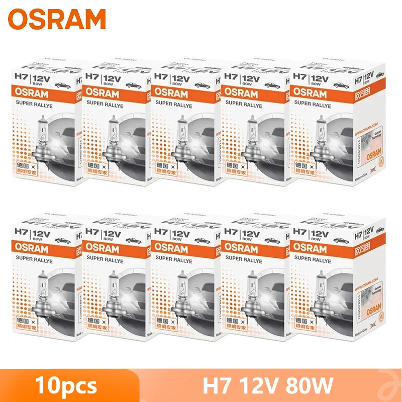 Osram Classic H1 H4 H3 H7 Super Rally 12V 100W 80W Auto Halogeen Koplamp Hoge Watt Helderder 3200K Authentieke Lampen (10 Stuks)
