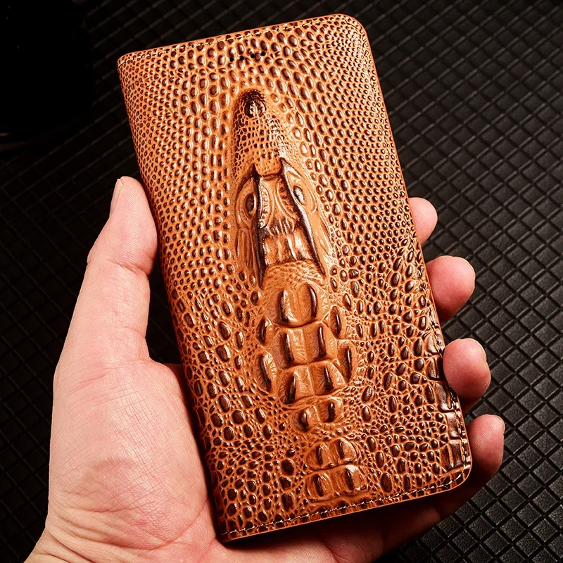 

Crocodile Head Genuine Flip Leather Case For Oneplus 3 3T 5 5T 6 6T 7 7T 8 8T 9 10 10T 11 11R 12 12R Pro Phone Cover Cases