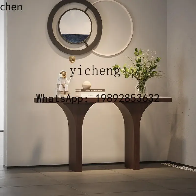 AB  cave stone rock slab entry entrance table high-end feeling  corridor aisle opposite door solid wood entrance