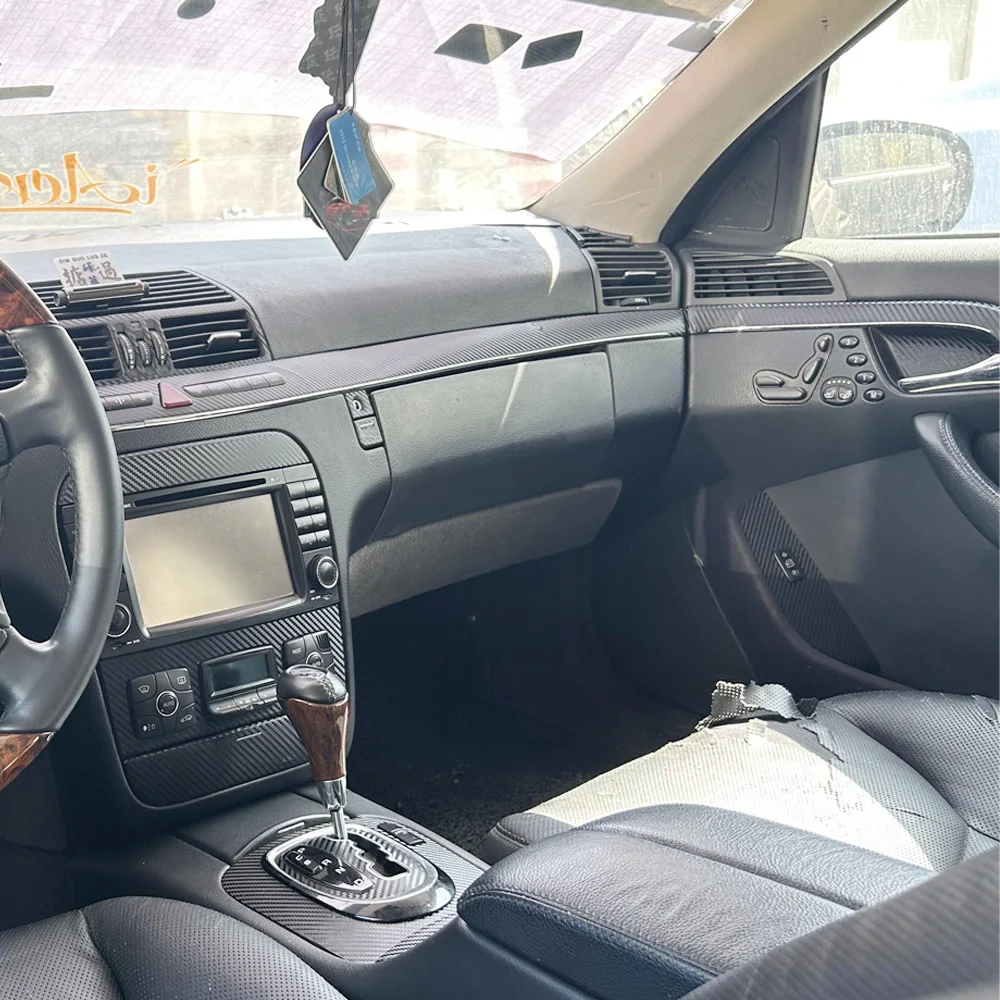 For Mercedes S Class W220 2000-06 Interior Central Control Panel Door Handle Carbon Fiber Stickers Decals Car styling Accessorie