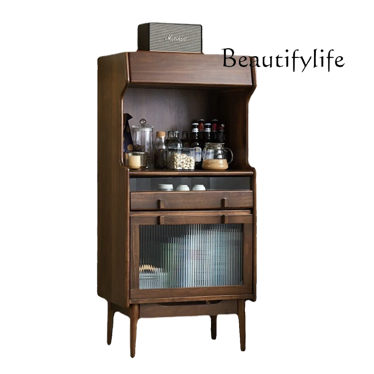 

Solid wood side cabinet, glass dust , living room corner cabinet, bedroom storage, light luxury and simple