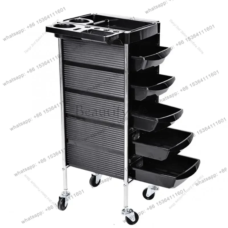 Factory Direct Sales Nordic Beauty Salon Rolling Cart Modern Barbershop Drawers Designers Salon Trolley Barbershop Furniture Car 2
