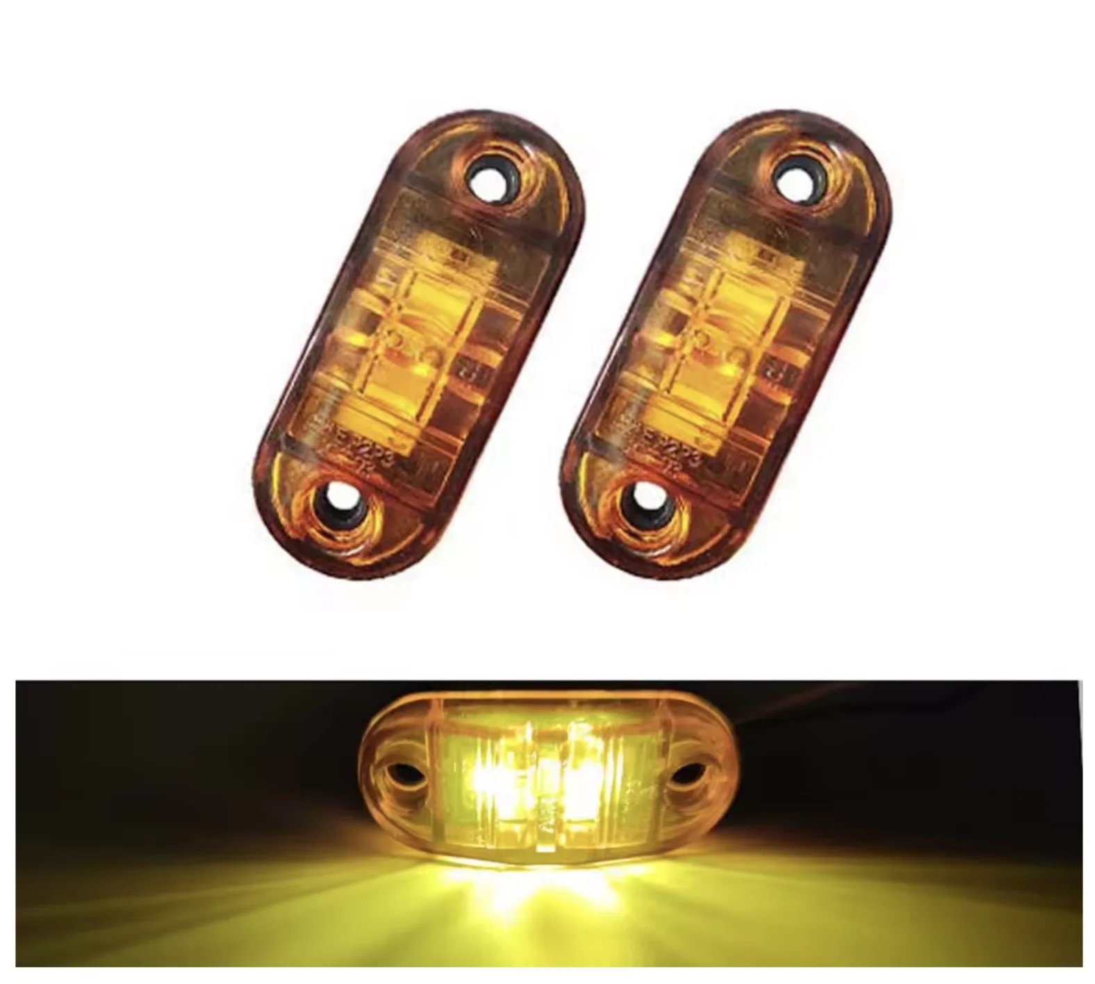 

2 шт. водонепроницаемые светодиодные габаритные огни, 12В/24В, прочные красные и оранжевые сигнальные лампы для прицепов, грузовиков, автомобилей и фургонов
