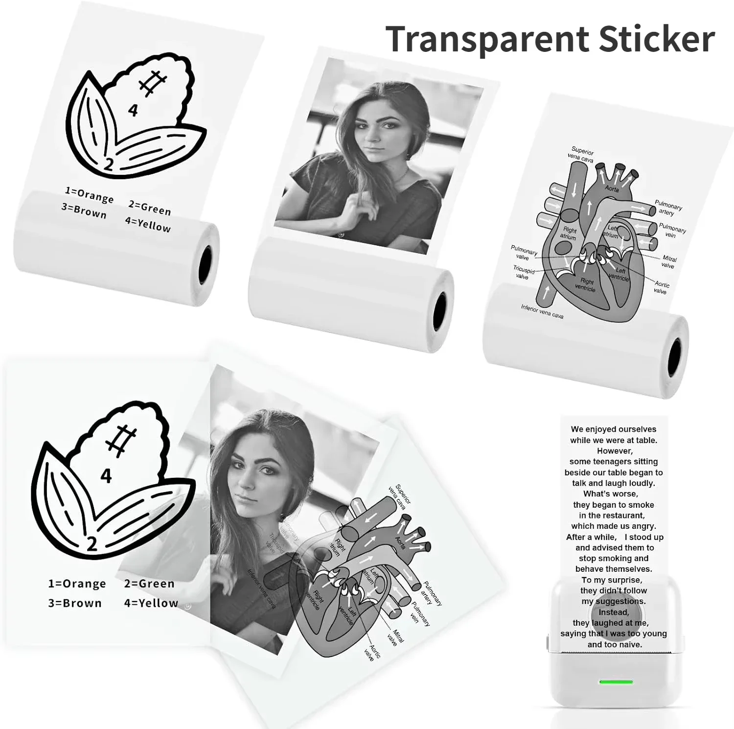 Transparent Adhesive Thermal Sticker Paper for M02/T02/M02 Sticker Photo Printer and 57mm Width Print Mini Pocket Printer Camera