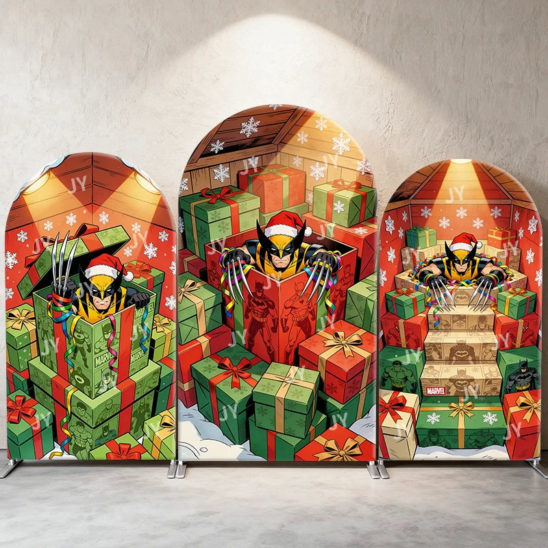 

Росомаха, Рождественский подарок, ворсная арка, фон, крышка, шляпа Санта-Клауса, праздничная сцена для детей, день рождения, детский душ, фон для фотобудки