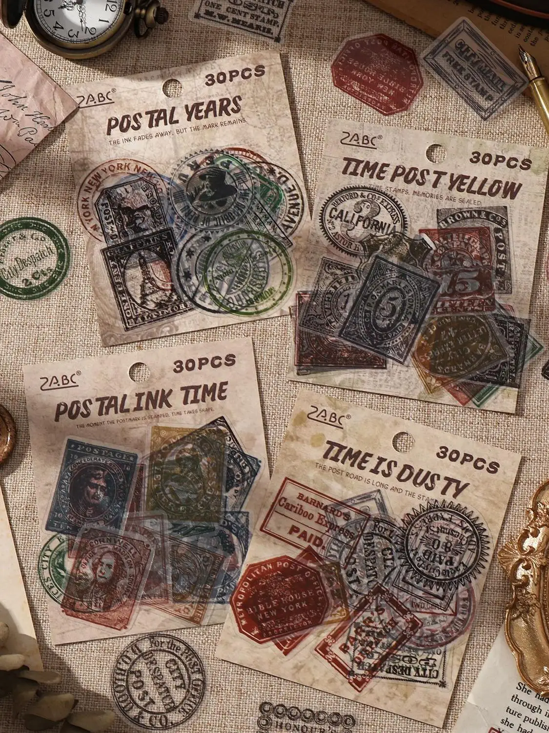 30 pièces autocollants post-poste Vintage pck, décalcomanies pour Scrapbooking en PET, fournitures de Journal de bricolage