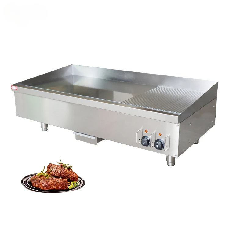 

Commercial Induction Electric Half Plat And Half Grooved Pancake Griddle For BBQ