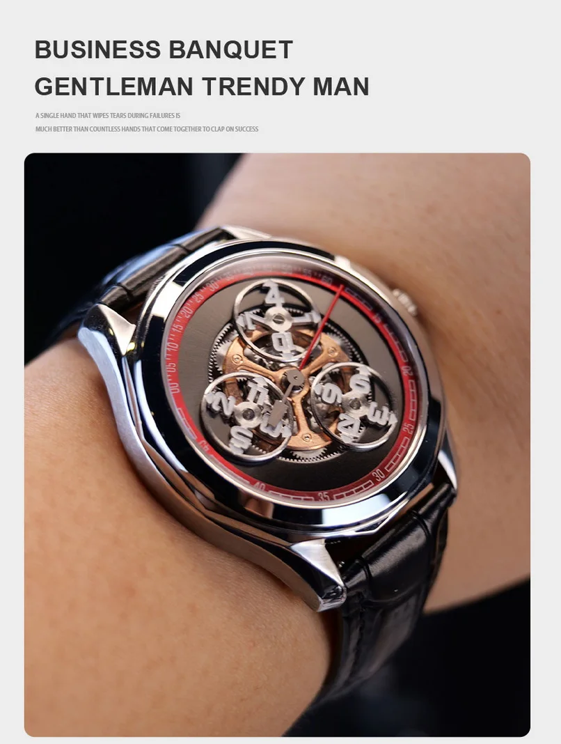 OBLVLO Men Automatic Watch 42MM Fashion Mechanical Wristwatch Luminous Rotatable Small Star Wheel Dial - Image 5