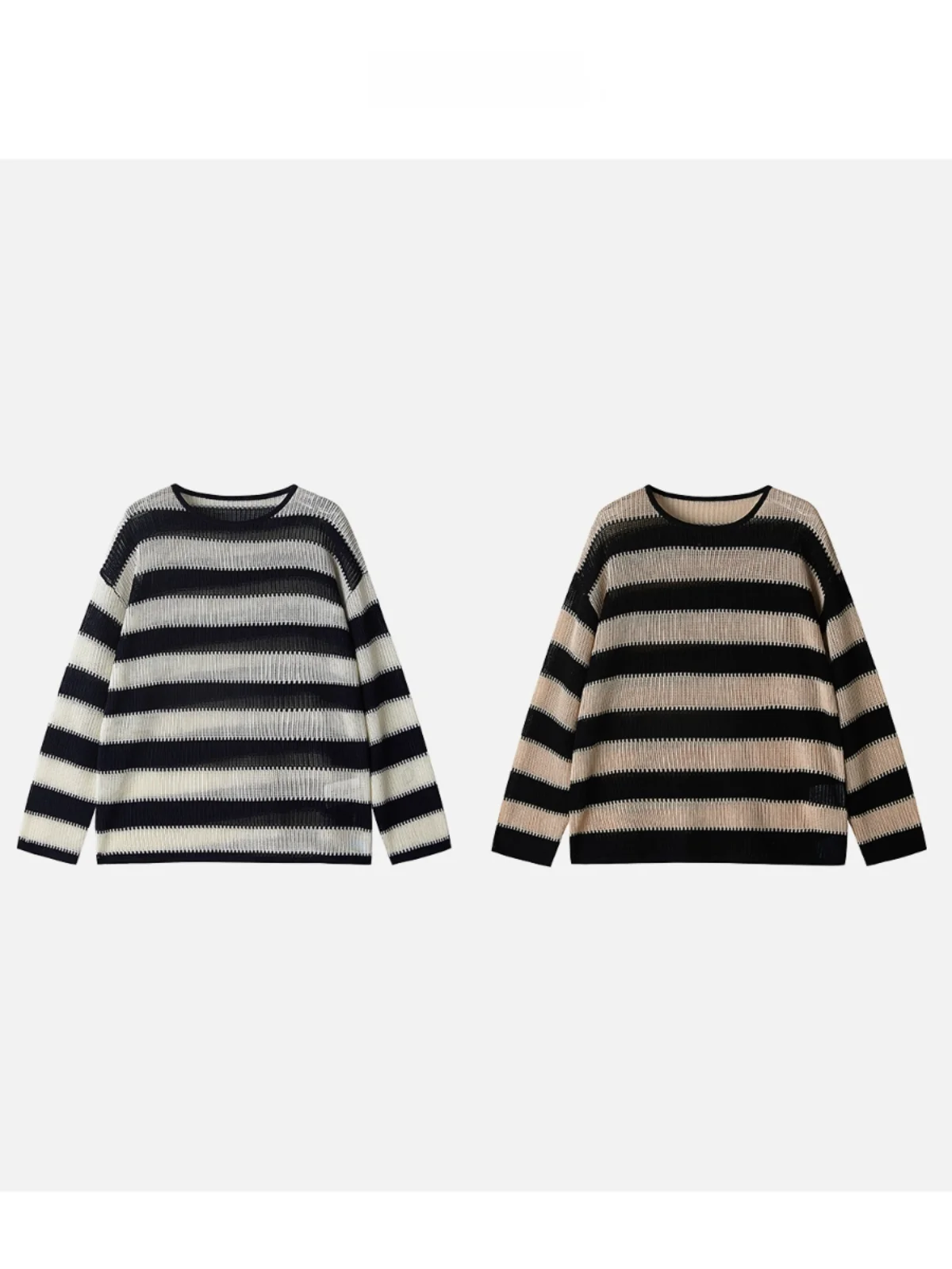 

Новый свитер JINGJING2025 в полоску из шерсти и лиоцелла, легкий свободный кардиган, весенняя мода, женская вязаная одежда, черный, белый