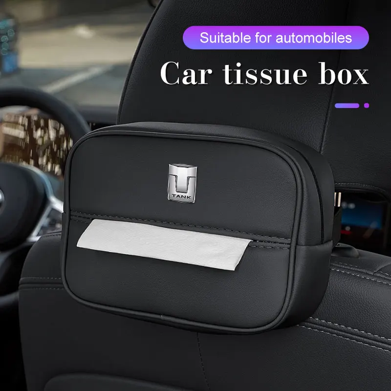 

Leather Car Seat Back Tissue Box for Great Wall GWM TANK 300 500 Tank300 700 800 Armrest Napkin Case Paper Storage Bag Accessory
