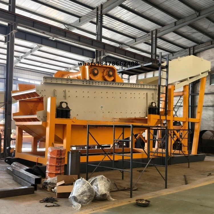 Double Axis Circular Horizontal Vibrating Screen Engine Bearing Motor Customizable Placer Gold Ore Particle Size 220V