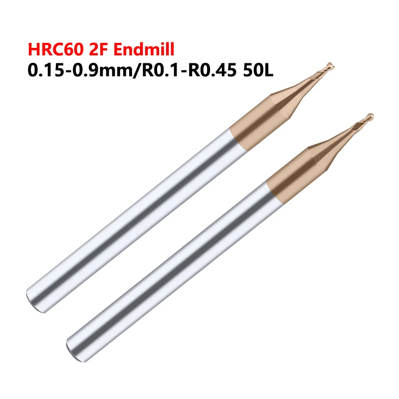

OYYU HRC60 2-зубая концевая фреза с микродиаметром, вольфрамовая сталь, карбид с ЧПУ, шариковые концевые фрезы 0,15-0,9 мм, 50 л, концевые фрезы 0,2 мм, 0,3 мм