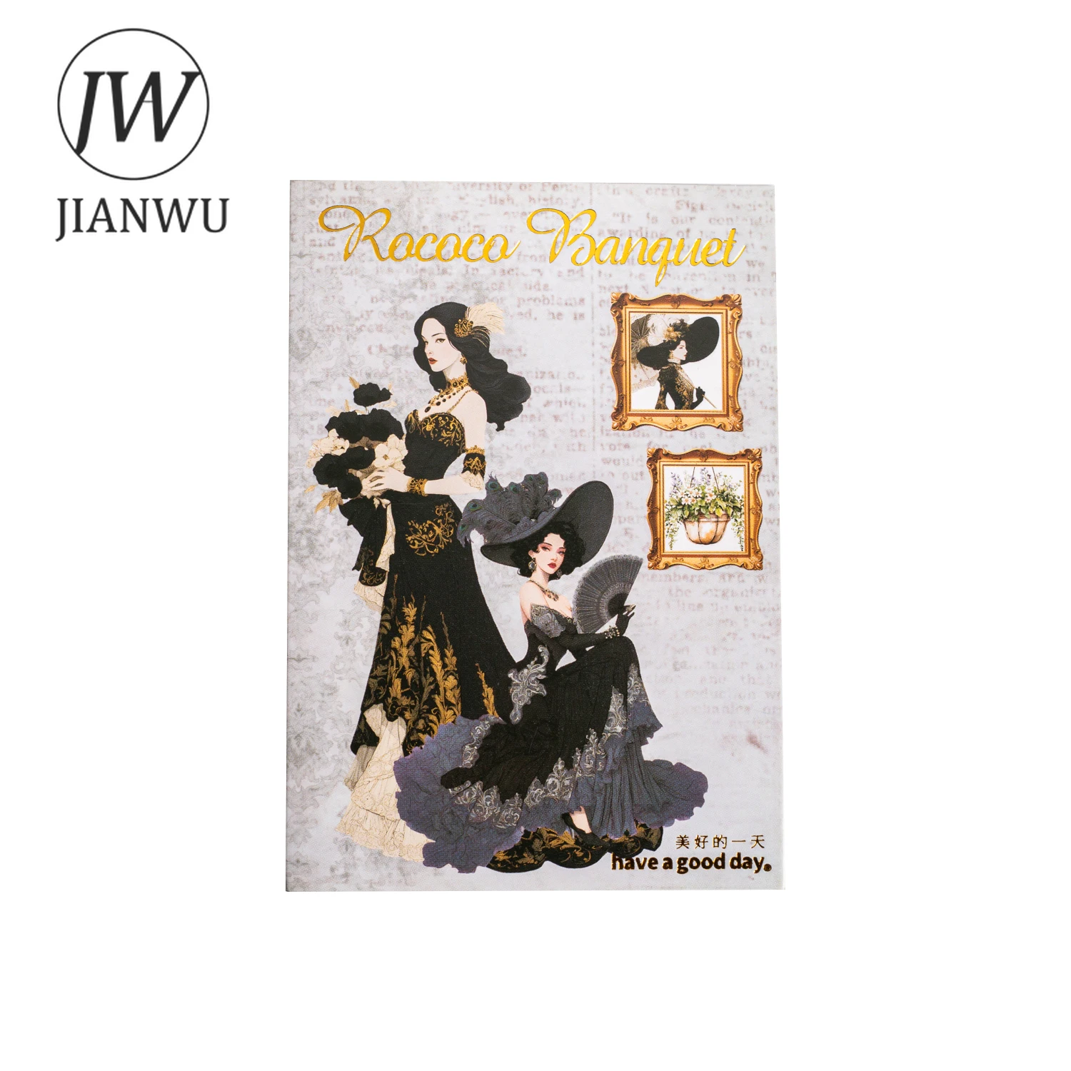 JIANWU Rococo Banquet Series Vintage Character Landscape Material Collage PET Sticker Creative DIY Journal Stationery view 6