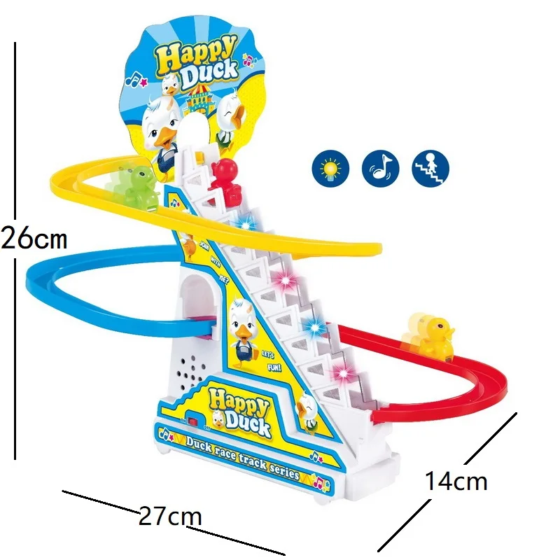 Climbing Stairs Track Toys Cartoon Penguin Dinosaur Dog Duck For Children Electronic Music Funny Boys Girls Kids Birthday Gift