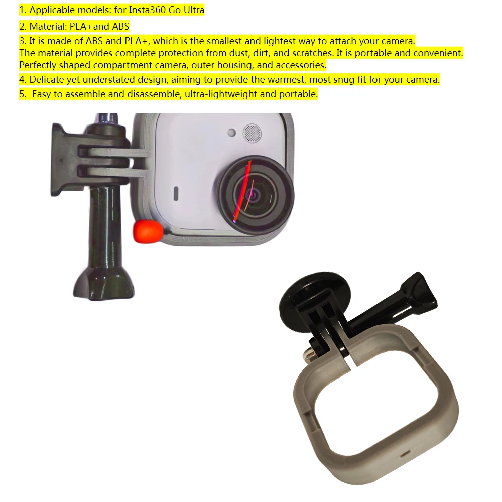 

Protective Frame Case for Insta360 Go Ultra,Camera Cage Bezel with Mount Adapter&Screw Sturdy Housing Shell Cover Protector