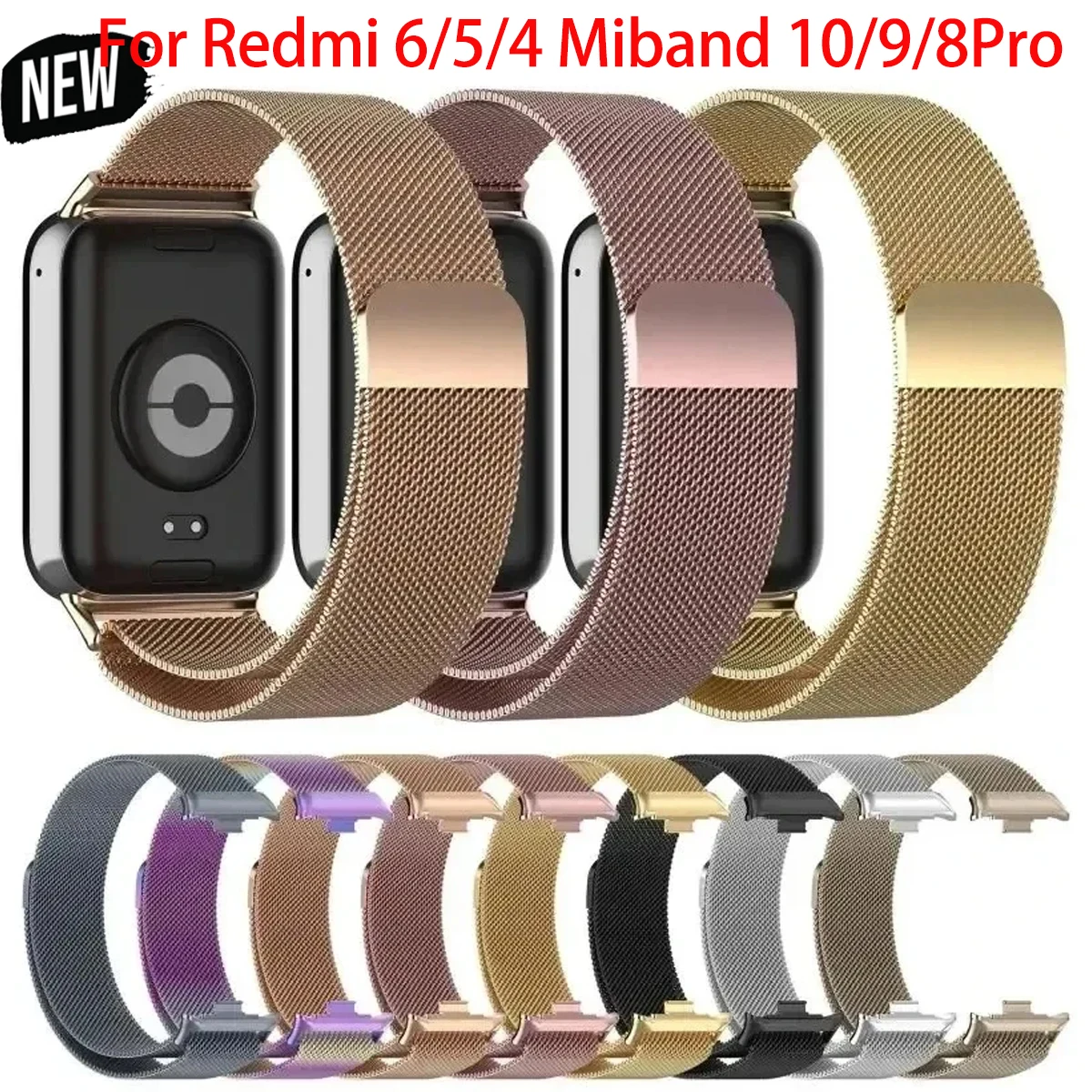 2026 Milanese Loop Armband für Xiaomi Mi Band 10 9 8 Pro Magnetisches Armband für Redmi Watch 6/5/4 Uhrenarmband
