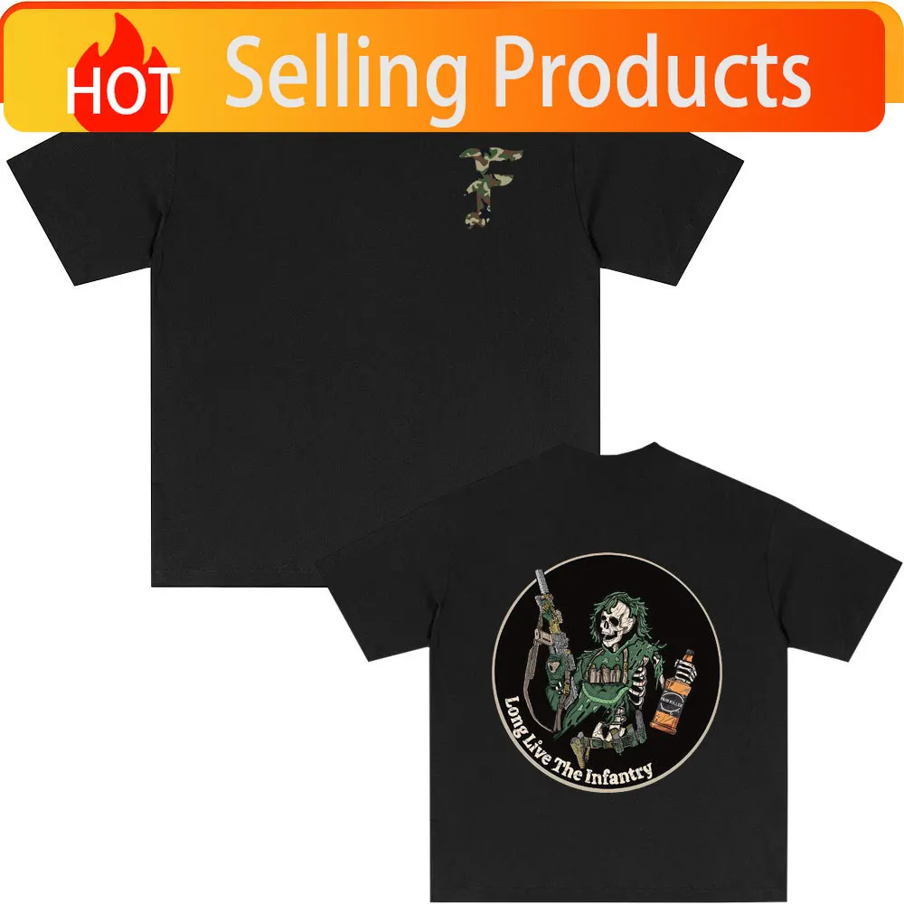 Forward Observations Group Tshirt Long Live The Infantry T Shirts Summer Man Vintage Oversized T-shirt Male Skeleton Print Tees