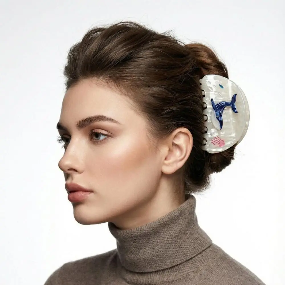 

Hairpin Ocean Style Fish Hair Claw Starfish Colorful Fish Shape Grab Clip Korean Style Geometry Acetate Shark Clip Girls