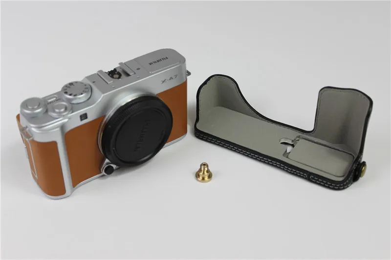 Capa de Couro Real Genuine para Fujifilm, Camera Bag, Half Body Base, Proteção Tampa Inferior Abertura, X-A7, XA7, XA5, X-A10, XA10, XA20