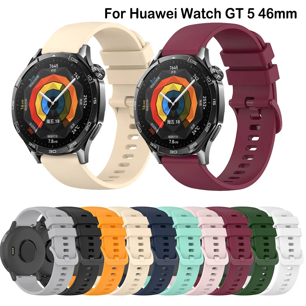 

22MM Silicone WatchBand Strap For Huawei Watch GT 5 pro 46MM Smart Wristband For Huawei Watch GT 5 4 3 46mm Bracelet WirstStrap