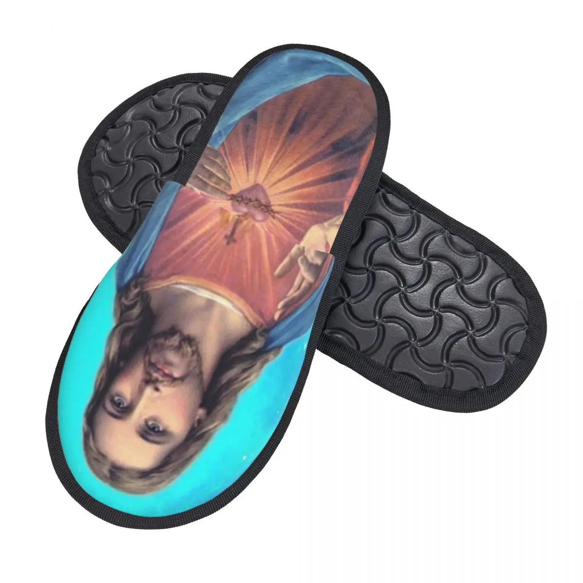 Custom Sacred Heart Of Jesus Comfort Scuff Memory Foam Slippers Women Jesus Christ Spa House Shoes