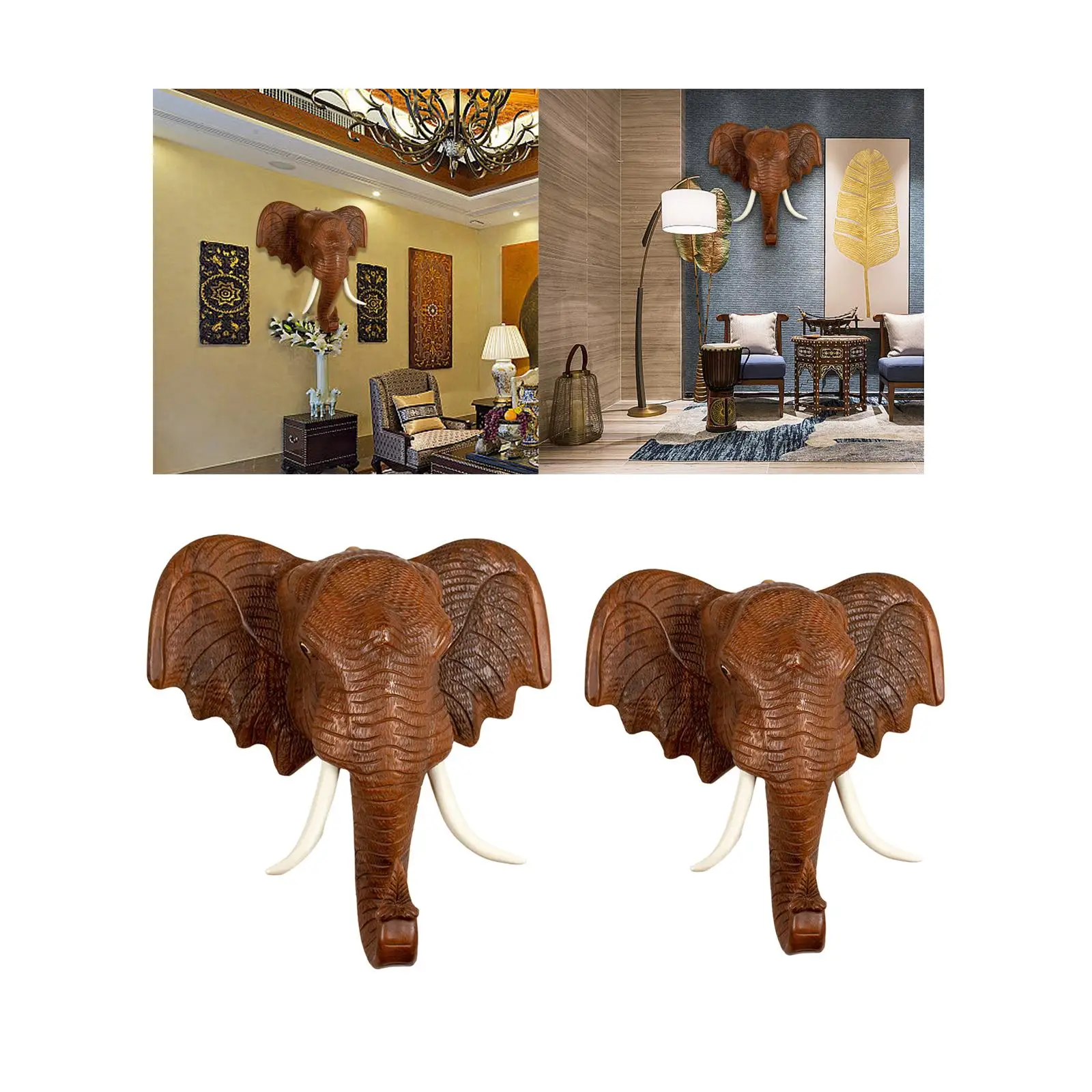 Elephant Head Wall Decoration Scene Layout Props Multi Use Decor Gifts Hanging Figurine for Holiday Indoor Office Porch Backdrop