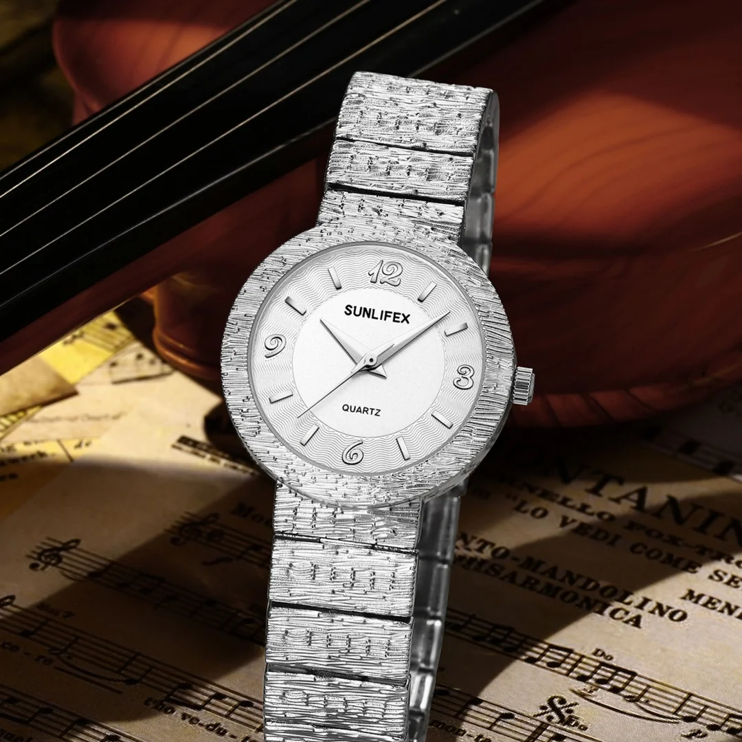 Sunlifex Luxury Gold Sliver Watch for Women Stainless Steel Business Quartz Wristwatch Ladies Watches Female Clock Reloj Mujer