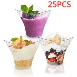 25/50PCS Disposable Dessert Cups for Party Birthday 3.4OZ Twisted Triangle Mousse Dessert Cup Ice Cream Cup Frozen Pudding Cup