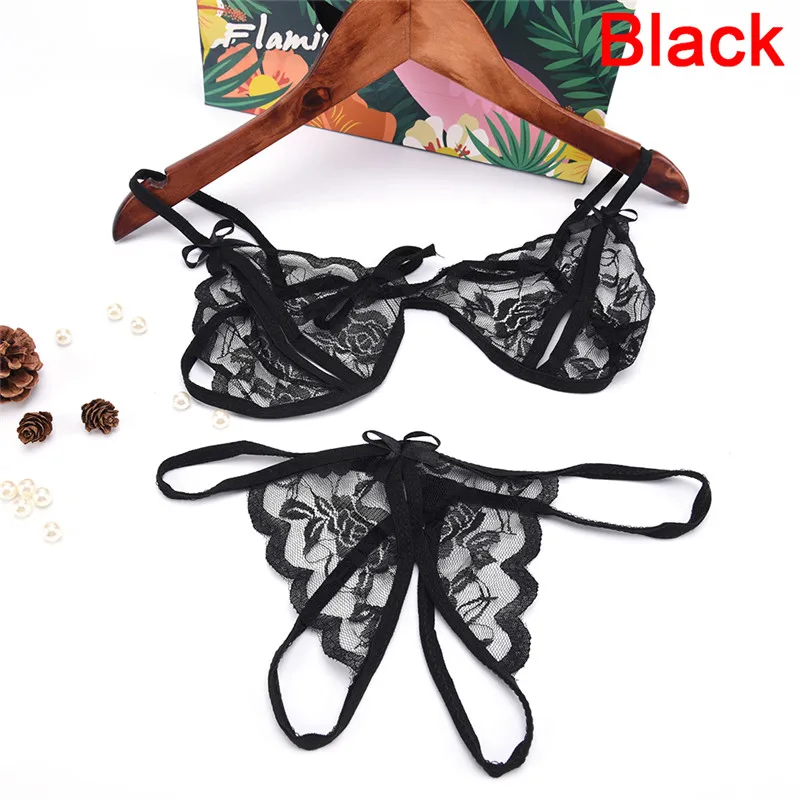 Lingerie Open Bra Crotch  Lace Transparent Women Erotic Sexy Underwear Baby Doll 4 Color