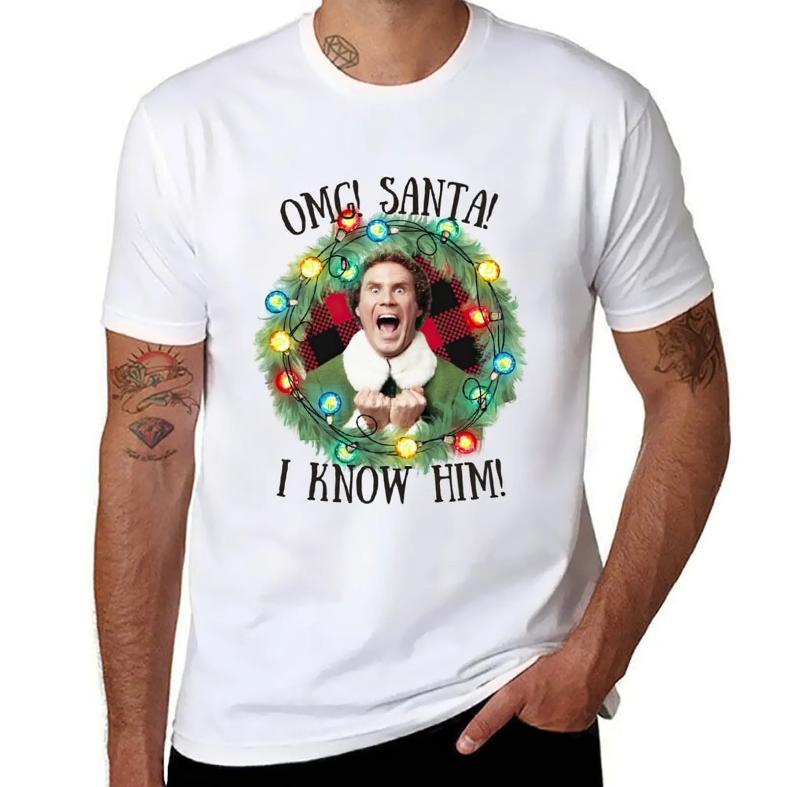 

Buddy the Elf OMG! Santa I Know Him T-Shirt t shirts for man cotton soft man graphic t shirt T-Shirt