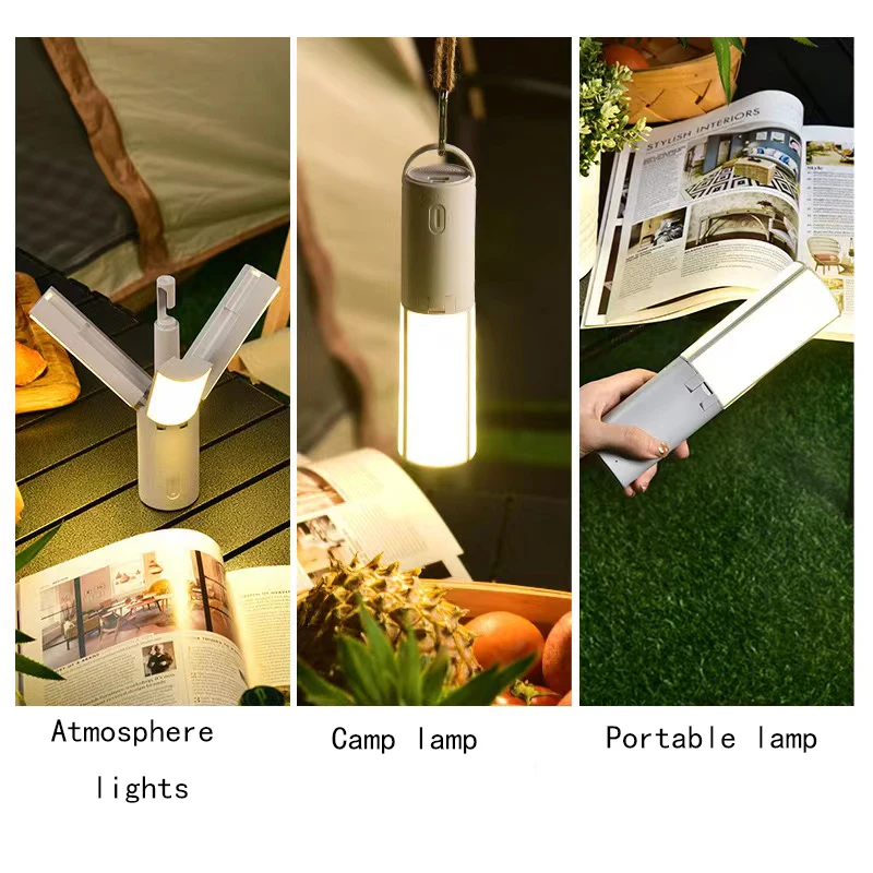 Lampada da campeggio pieghevole multifunzionale per esterni tenda atmosfera lampada da campeggio per cavalli lampada a sospensione portatile illuminazione per studenti del dormitorio