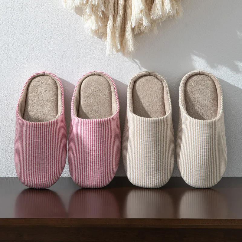 

Unisex Home Slippers Soft Fur Slippers Warm Indoor Flat Slides Nonslip Couples Shoes Bedroom Light Slience Flats Autumn&Spring
